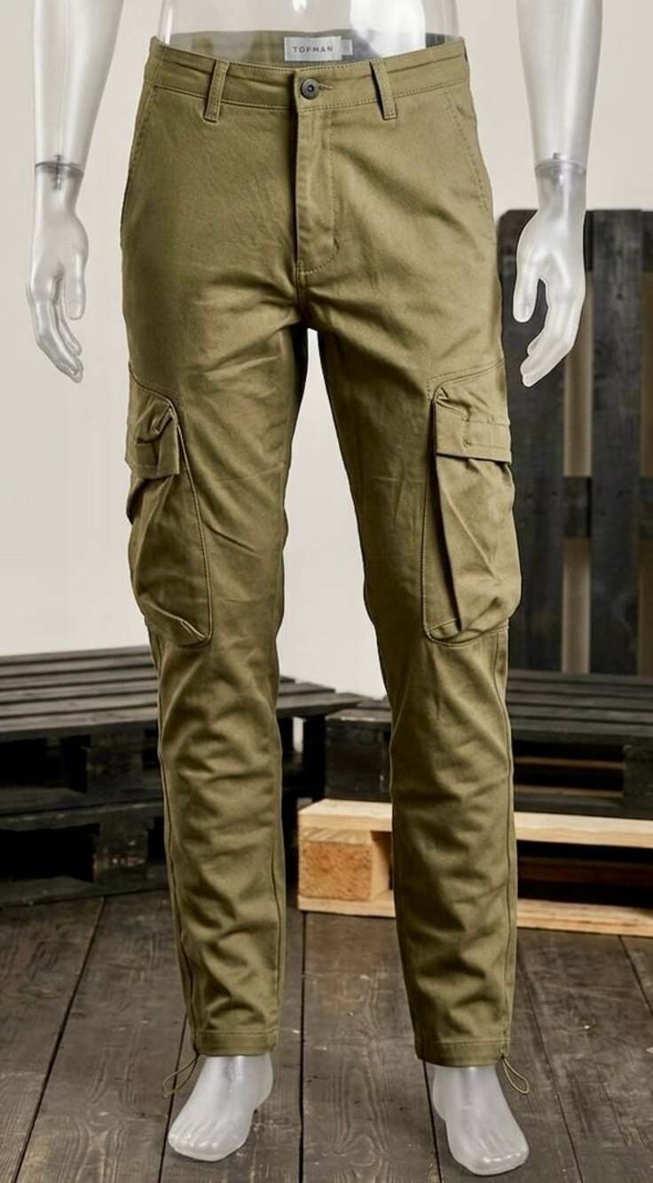 Topman Slim Fit Utility Cargo Trousers with Adjustable Hem